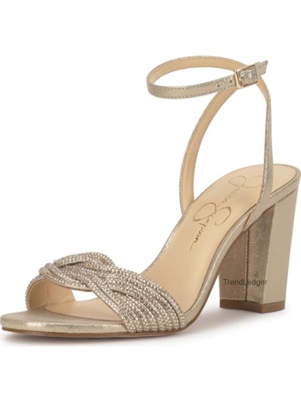Braided Block Heel Ankle Strap Sandals Polyester 3.1in Heel Open Toe